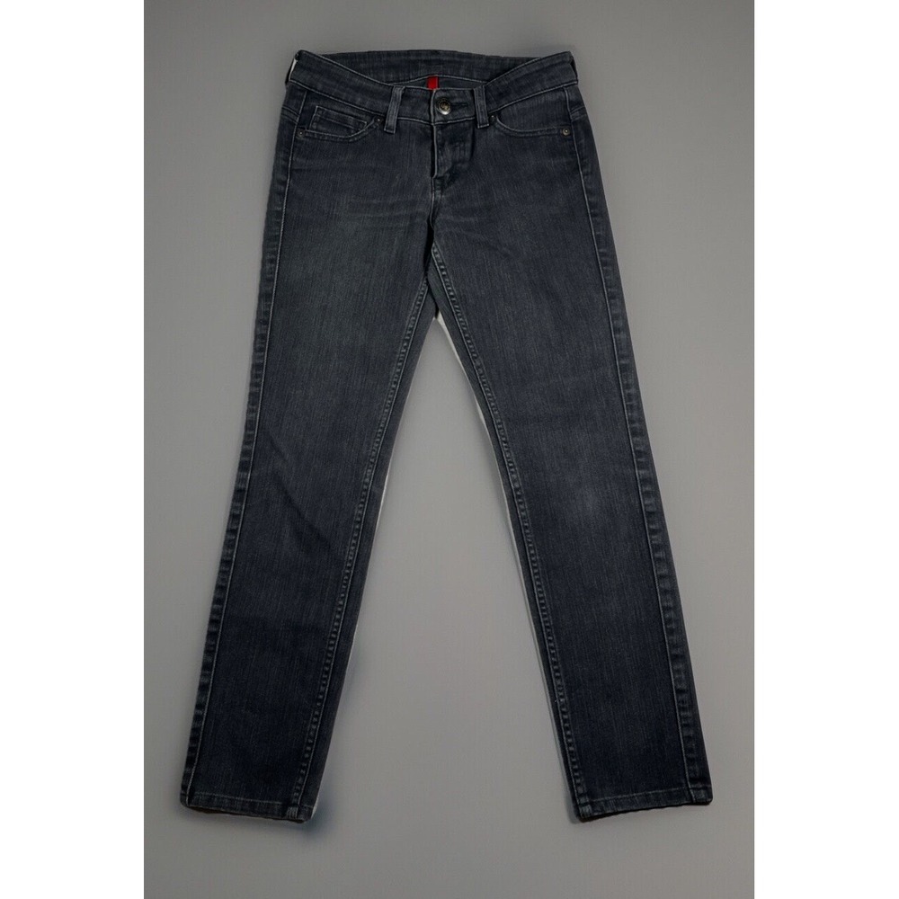 Uniqlo Womens Skinny Fit Tapered Middle Rise Black Jeans Size 24 Stretch Comfort